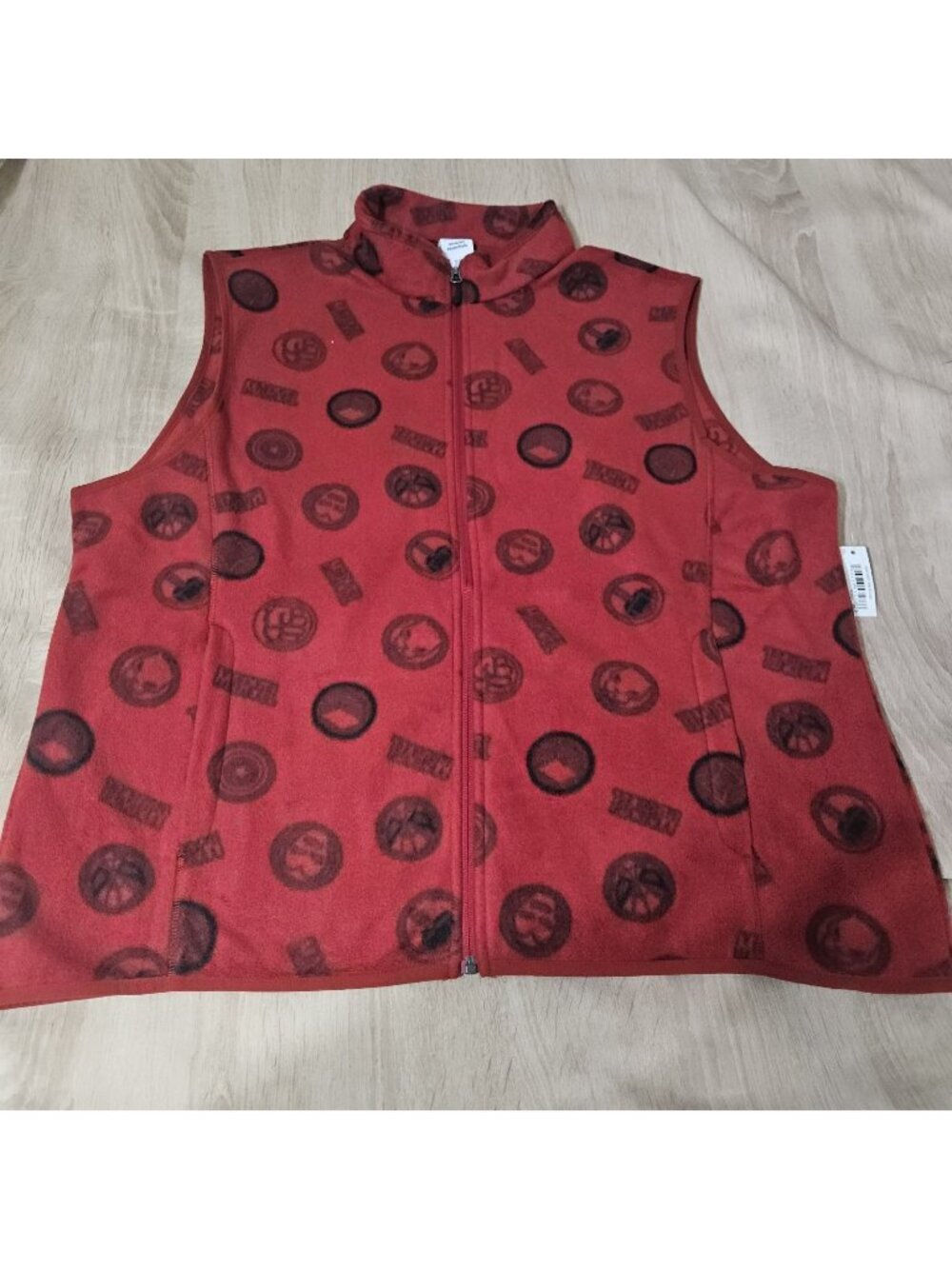 Mens Size Xxl Marvel Red Fleece Vest Full Zip Nwt
